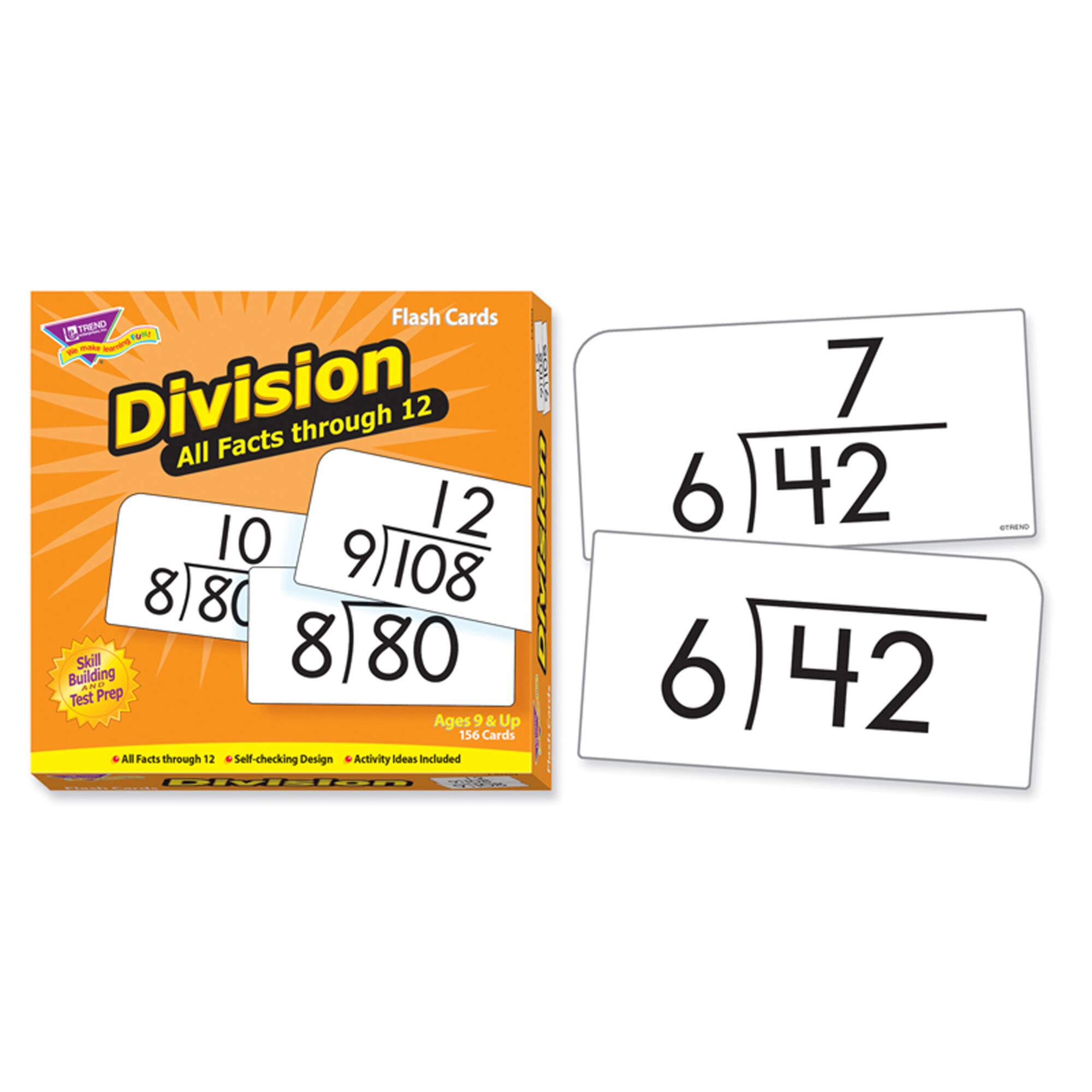 Trend Enterprises® 3” x 6” Division Math 0-12 All Facts Skill Drill Flash Cards